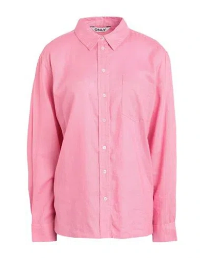 Only Woman Shirt Pink Size M Livaeco By Birla Cellulose, Linen In Pink