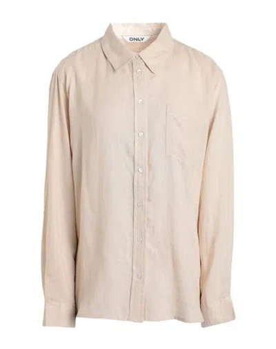 Only Woman Shirt Beige Size L Livaeco By Birla Cellulose, Linen In Beige
