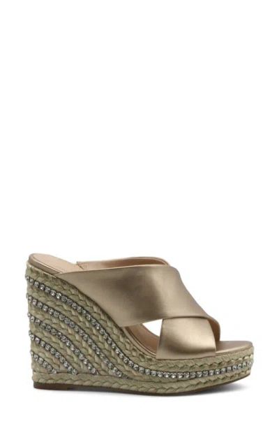 Shop Charles By Charles David Cate Metallic Espadrille Wedge Sandal In Light Gold