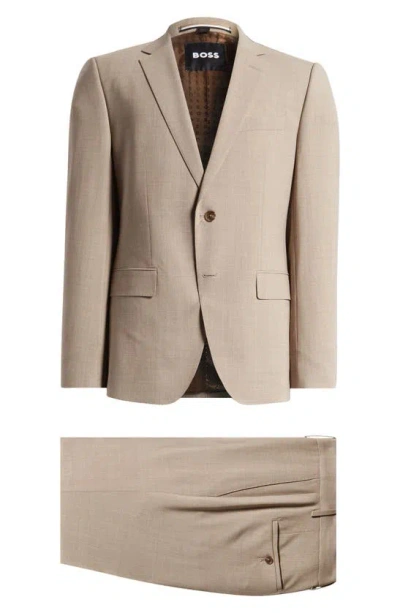 Shop Hugo Boss Boss Huge Stretch Wool Suit In Medium Beige