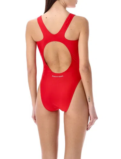 Shop Marine Serre Moon One-piece Swimsuit In Red