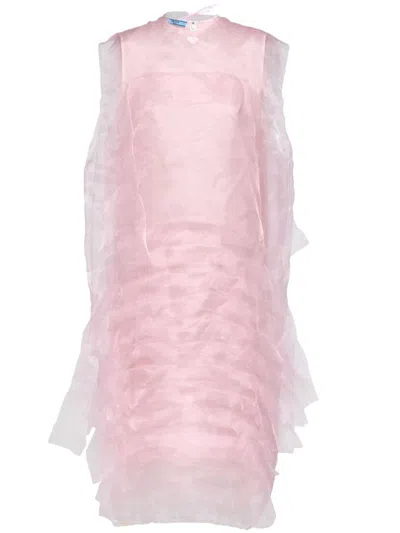 Shop Prada Technical Voile Dress In Rosa