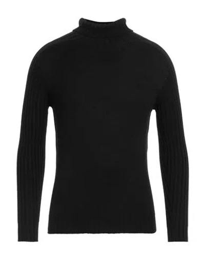 Gran Sasso Man Turtleneck Midnight Blue Size 38 Virgin Wool In Black