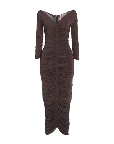 Shop N°21 Woman Midi Dress Brown Size 4 Viscose, Polyester, Elastane