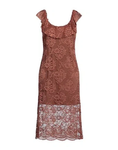Shop Relish Woman Midi Dress Brown Size L Polyester