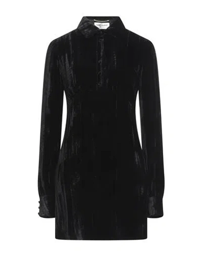 Shop Saint Laurent Woman Mini Dress Black Size 10 Viscose, Cupro, Silk
