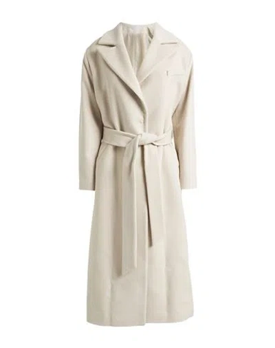Shop Annie P . Woman Coat Cream Size 6 Virgin Wool, Polyamide, Cashmere In White