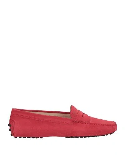 Shop Tod's Woman Loafers Coral Size 7.5 Leather In Red
