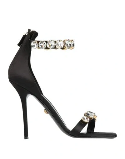Shop Versace Woman Sandals Black Size 11 Textile Fibers