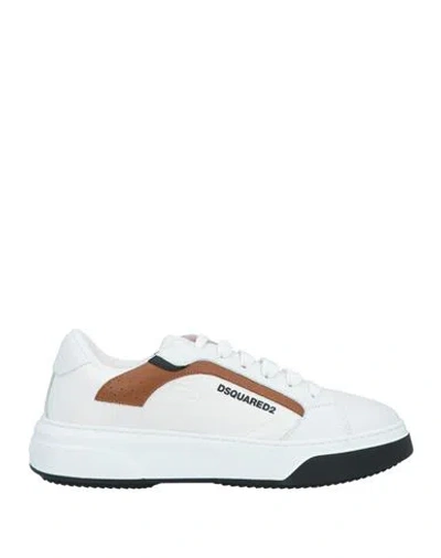 Shop Dsquared2 Man Sneakers Off White Size 7 Calfskin, Textile Fibers