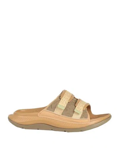 Shop Hoka One One U Ora Luxe Man Sandals Sand Size 8 Textile Fibers In Beige