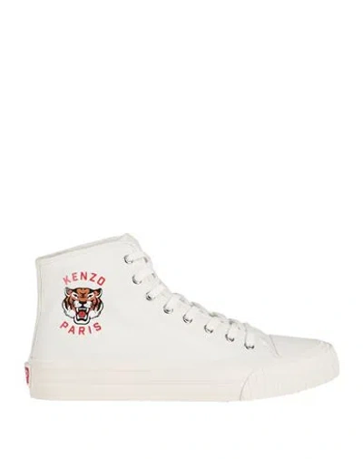 Kenzo Tiger-print High-top Sneakers In White