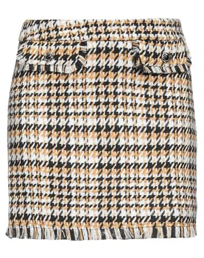 Shop Liu •jo Woman Mini Skirt Camel Size 10 Polyester, Metallic Fiber, Elastane In Beige