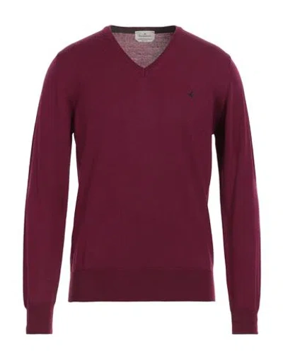 Shop Brooksfield Man Sweater Garnet Size 42 Virgin Wool In Red