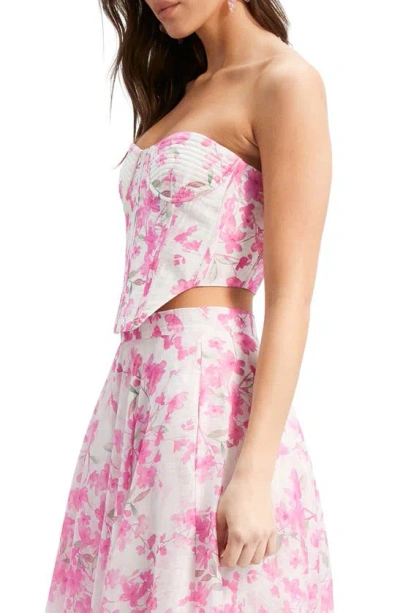 Shop Bardot Gracious Floral Strapless Corset Top In Pink Floral