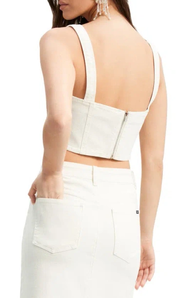 Shop Bardot Evianna Denim Crop Corset Top In Off White