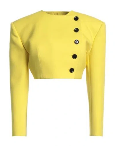 Dolce & Gabbana Lemon Yellow Wool Long Sleeves Cropped Coat Jacket In Yellow