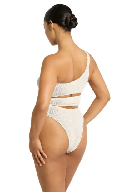 Shop Bondeye Rico Cutout One-shoulder One-piece Swimsuit In Coconut Milk