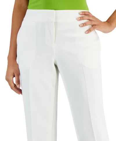 Shop Kasper Petite Mid-rise Straight Slim-fit Pants In Vanilla Ice