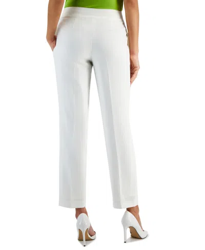 Shop Kasper Petite Mid-rise Straight Slim-fit Pants In Vanilla Ice