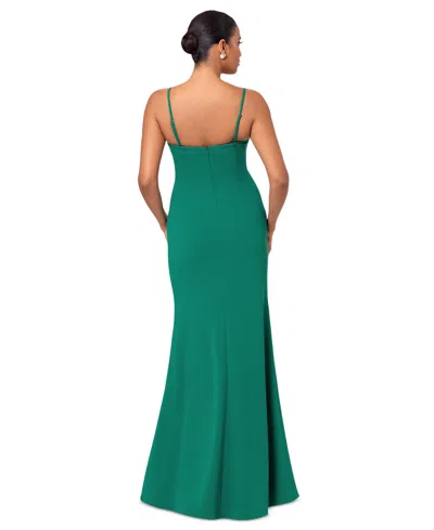 Shop Betsy & Adam Women's Floral-detail Ruched Gown In Green