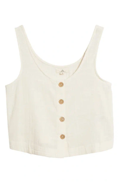 Shop Rip Curl Classic Surf Cotton Crop Button-up Tank In Bone