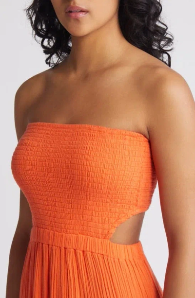 Shop Rip Curl Premium Surf Strapless Cutout Maxi Dress In Bright Orange