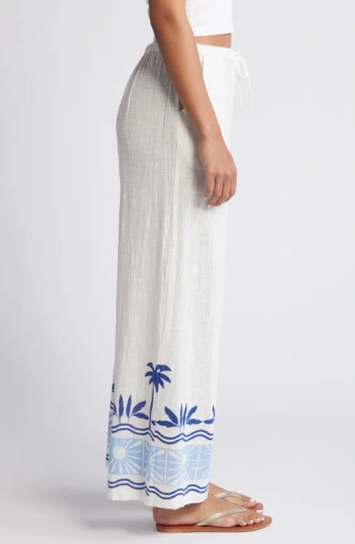 Rip Curl Santorini Border Print Palazzo Pants In Blue