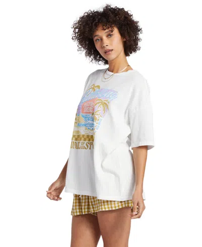 Shop Billabong Juniors' Wake Up And Stoke Graphic Short-sleeve T-shirt In Salt Crystal