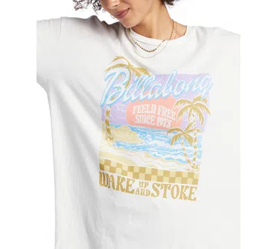 Shop Billabong Juniors' Wake Up And Stoke Graphic Short-sleeve T-shirt In Salt Crystal