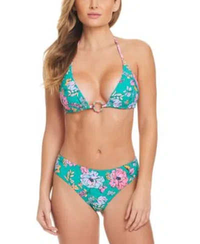 Shop Jessica Simpson Triangle Bikini Top Matching Bottom In Viridian