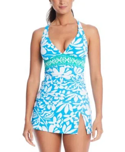 Shop Bleu By Rod Beattie Womens X Back Tankini Top Skirted Hipster Bottoms In Coldwater