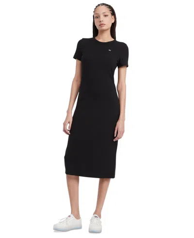 Tommy Jeans Womens Ribbed Polyester Bodycon Dress In Black