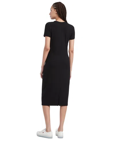 Tommy Jeans Womens Ribbed Polyester Bodycon Dress In Black