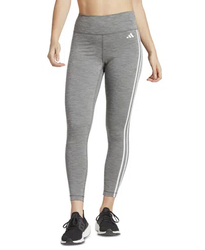 Shop Adidas Originals Women's Train Essentials 3-stripes 7/8 Leggings In Dark Grey Heather