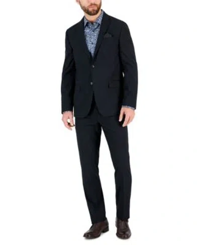 Shop Vince Camuto Mens Slim Fit Spandex Super Stretchsuit Separates In Navy Plaid