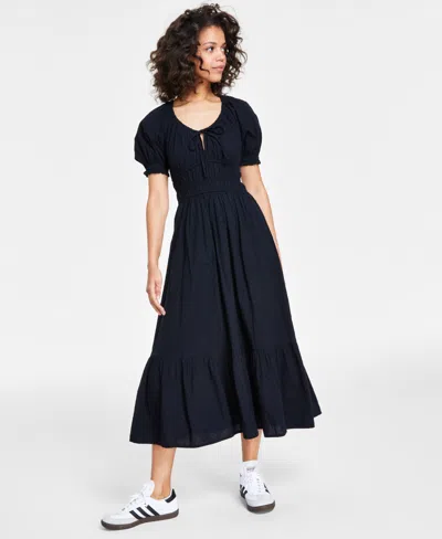 Shop And Now This Women's Short-sleeve Clip-dot Midi Dress, Xxs-4x, Created For Macy's In Black
