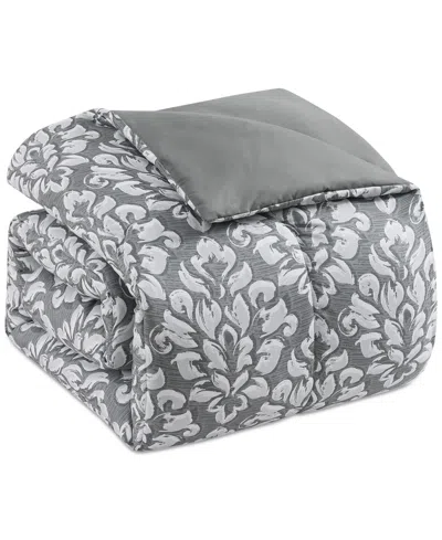 Shop Keeco Brushed Damask 3-pc. Comforter Set In Grey