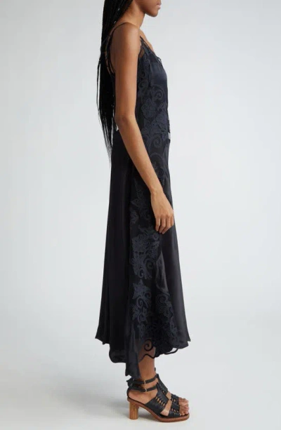 Shop Ulla Johnson Luciene Floral Silk Slipdress In Noir