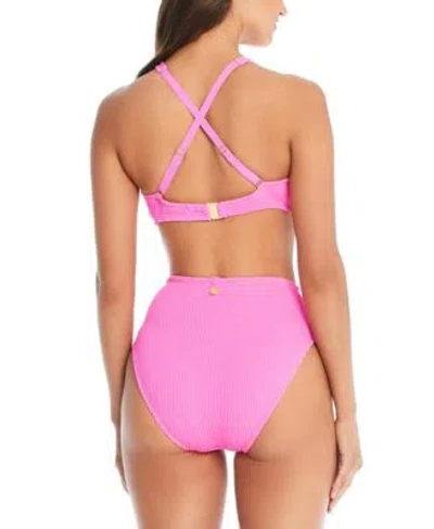 Shop Bleu By Rod Beattie Womens X Back D Ring Bikini Top High Waist Bikini Bottoms In Castro Pink