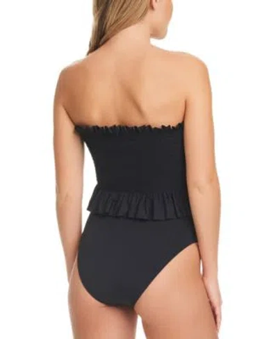 Shop Jessica Simpson Smocked Bikini Top High Waist Bottom In Black