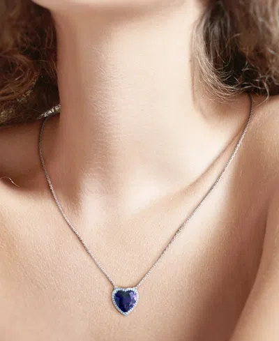 Macy's Amethyst (5-5/8 Ct. T.w.) & Diamond (1/5 Ct. T.w.) Heart Halo 18" Pendant Necklace In 14k White Gold In Amethyst