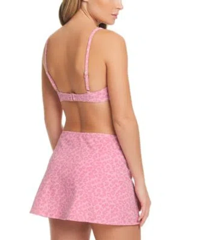 Jessica Simpson Animal Print Bikini Top Cover Up Skirt In Sparkly Pink