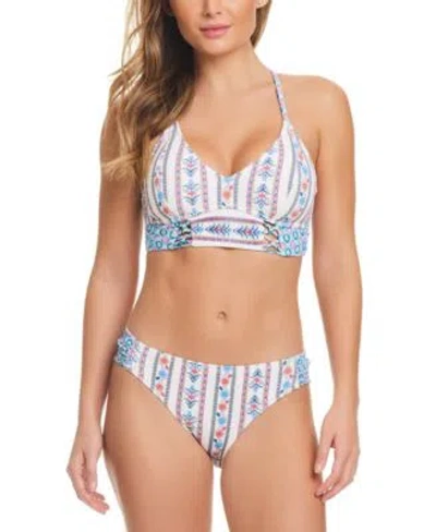 Shop Jessica Simpson Textured Printed Bikini Top Matching Bottom In White Multi