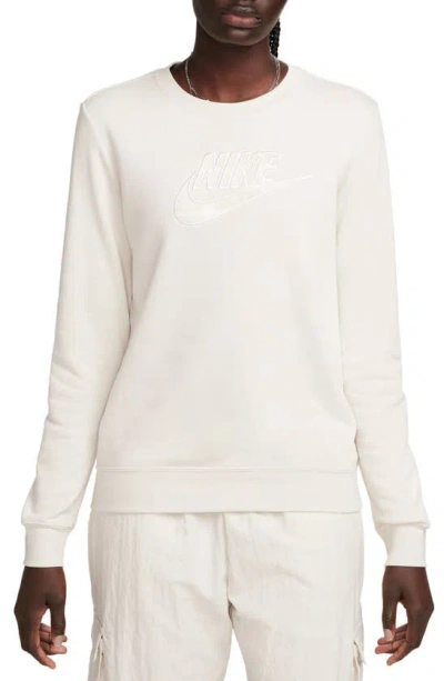 Shop Nike Club Fleece Crewneck Sweatshirt In Light Ore Wood Brown/ Coconut