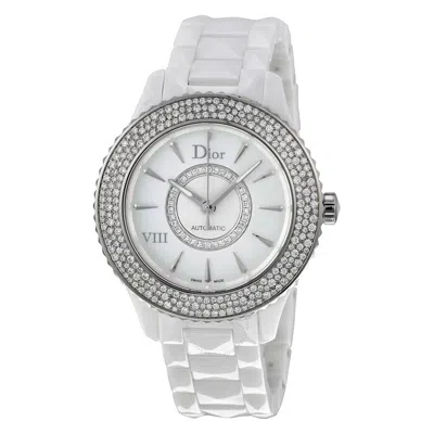 Shop Dior Viii Diamond Studded Automatic Ladies Watch Cd1245e5c001 In Mother Of Pearl / White