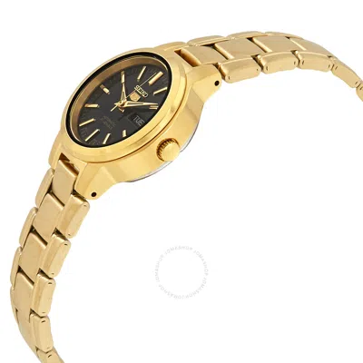 Shop Seiko Series 5 Automatic Black Dial Ladies Watch Syme48 In Black / Gold Tone / Yellow