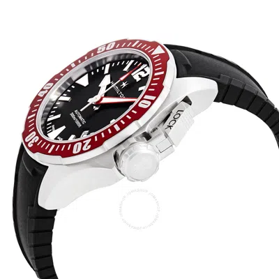 Shop Hamilton Khaki Navy Frogman Automatic Black Dial Men's Watch H77725335 In Red   / Black / Khaki / Navy