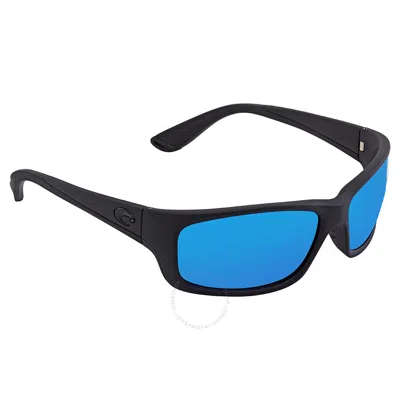 Shop Costa Del Mar Jose Blue Mirror Polarized Glass Rectangular Men's Sunglasses Jo 01 Obmglp In Black / Blue