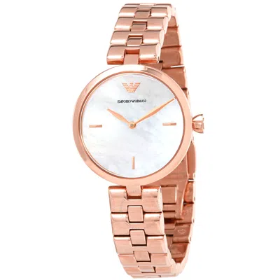 Shop Emporio Armani Arianna Quartz Mother Of Pearl Dial Ladies Watch Ar11196 In Gold Tone / Mother Of Pearl / Rose / Rose Gold Tone